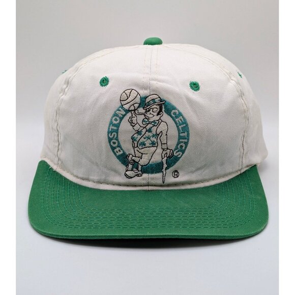 Vintage 90’s Boston Celtics Hat Snapback Two Tone White Green NBA VTG Larry Bird - Picture 2 of 6